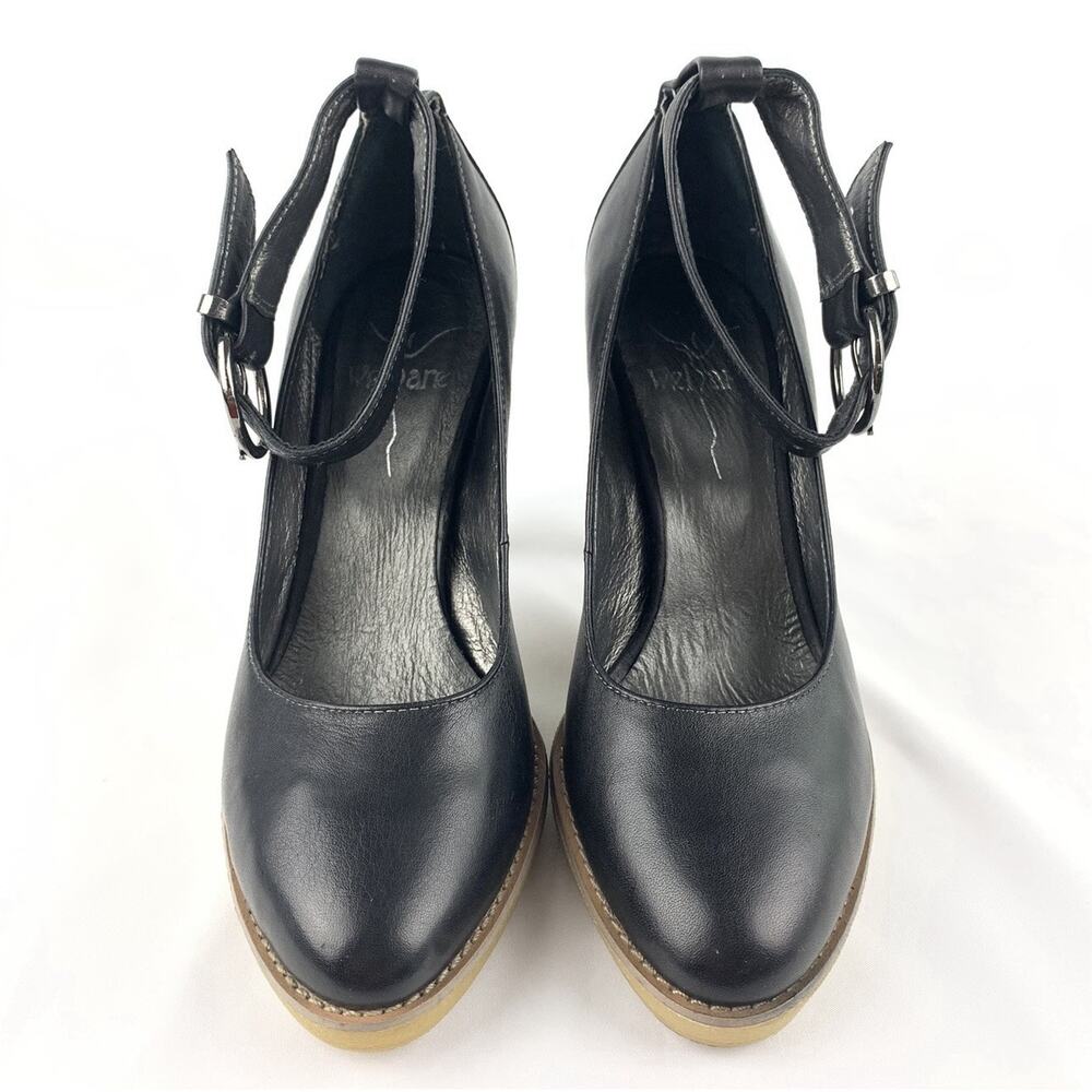 Welfare Black Leather Heels Pumps Ankle Strap Buckle Women’s Size EU 36 / US 5.5 - Picture 12 of 16